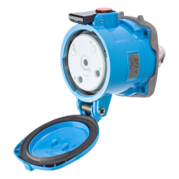37-64245-C-K04 - DS100C RECEPTACLE METAL BLUE SIZE 4 TYPE 3R 1P+N+G 100A 277 VAC 60 Hz NO AUX